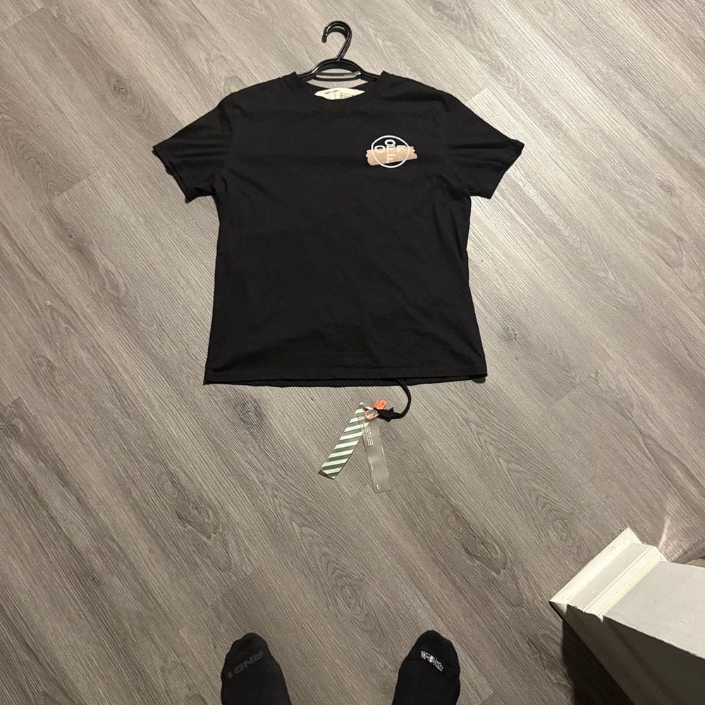 Off-White Black Tee with Graphic Patch